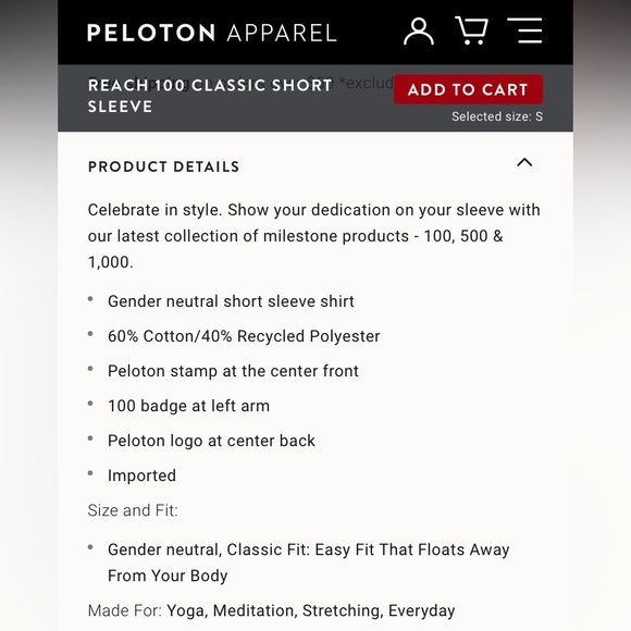 Peloton | Century Club Unisex Tech Tee, Size S - Picture 6 of 6